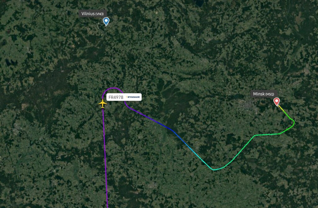 Αεροπειρατεία από την Λευκορωσία: Χάρτης με το δρομολόγιο του αεροσκάφους της Ryanair