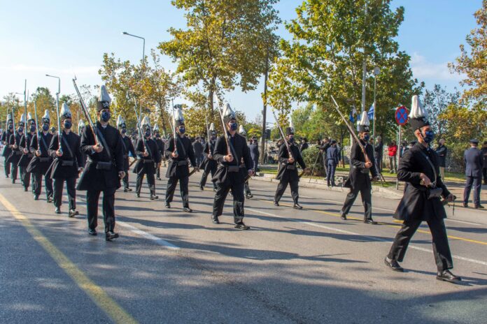 Ιερός Λόχος του Αλέξανδρου Υψηλάντη στην στρατιωτική παρέλαση Θεσσαλονίκης 28 Οκτωβρίου 2021