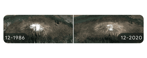 Όρος Κιλιμάντζαρο (1986-2020) Εικόνα: Google Earth Timelapse