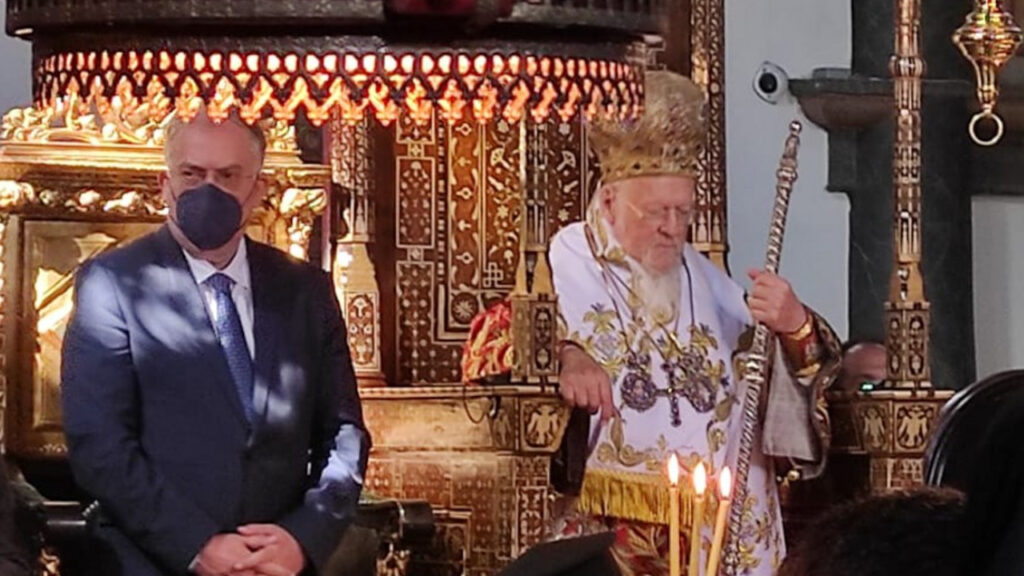 Ο Υπουργός Προστασίας του Πολίτη Τάκης Θεοδωρικάκος και ο Οικουμενικός Πατριάρχη Βαρθολομαίος
