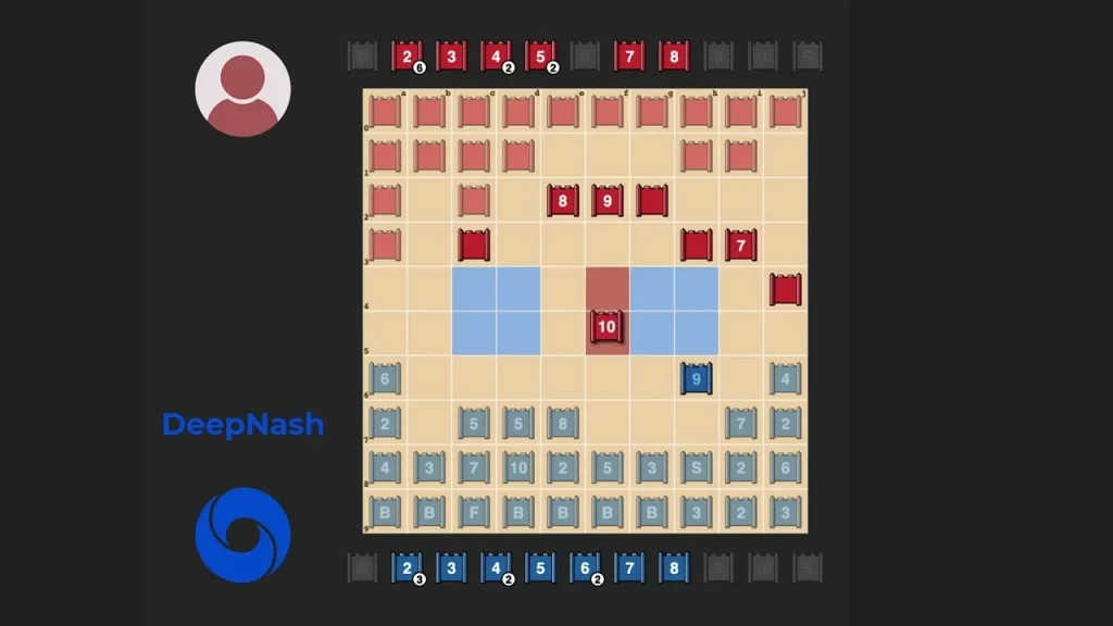 Το σύστημα με τεχνητή νοημοσύνη DeepNash της DeepMind και Google παίζει Stratego. Εικόνα (screenshot): Βίντεο YouTube/ DeepMind
