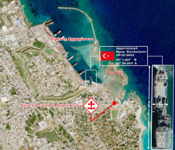Οι Τούρκοι εκφόρτωσαν βαρέα οπλικά συστήματα στο κατεχόμενο λιμάνι της Αμμοχώστου. Εικόνα: sigmalive