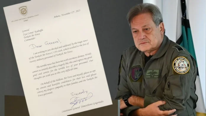 Συλλυπητήρια επιστολή του Έλληνα Α/ΓΕΑ προς τον Τούρκο ομόλογό του