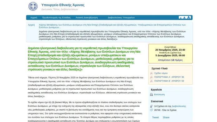 Νομοσχέδιο ΥΠΕΘΑ 